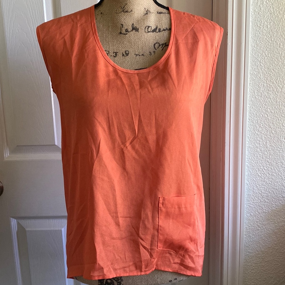 bar lll • orange sleeveless high-low tank • xs